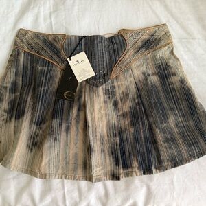 Just Cavalli Blue and Tan Striped Mini Skirt